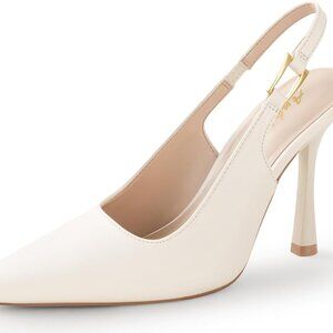 Women's Faux Leather Slingback Kitten Heels 3.9in Pointed Toe Wedding Party Shoe